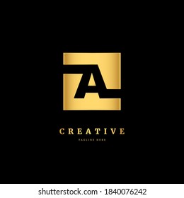 A logo. Initial letter A with gold color. Luxury slice logo design concept, fit for company and business.