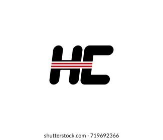 The logo of the initial letter HC, black red line