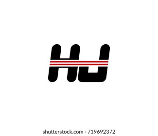The logo of the initial letter HJ, black red line