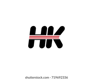 The logo of the initial letter HK, black red line