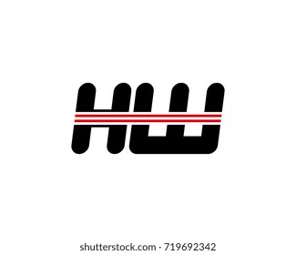 The logo of the initial letter HW, black red line