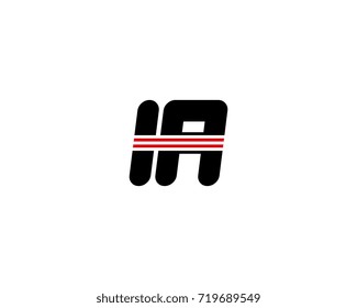 The logo of the initial letter IA, black red line