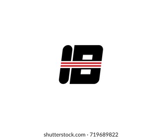 The logo of the initial letter IB, black red line