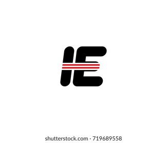 The logo of the initial letter IE, black red line