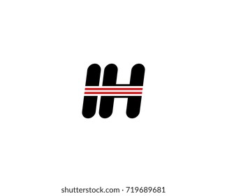 The logo of the initial letter IH, black red line