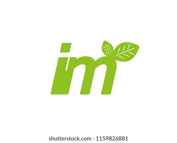 logo initial letter im with leaf