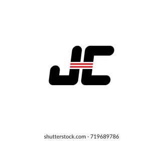 The logo of the initial letter JC, black red line