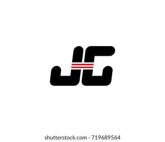 The logo of the initial letter JG, black red line