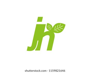 logo initial letter jh with leaf