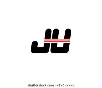 The logo of the initial letter JU, black red line
