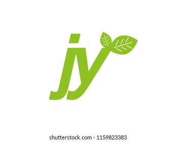 logo initial letter jy with leaf