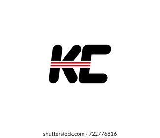 The logo of the initial letter KC, black red line