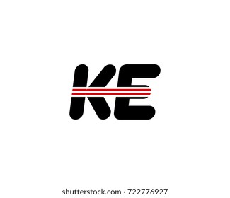 The logo of the initial letter KE, black red line
