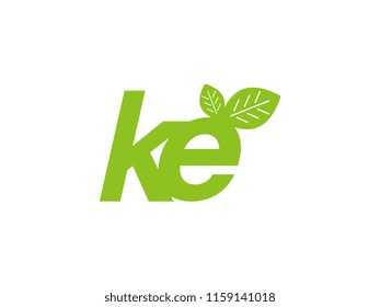 logo initial letter ke with leaf