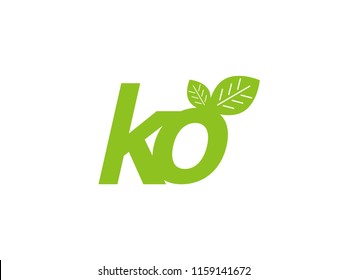 logo initial letter ko with leaf