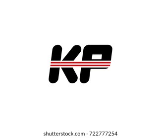 The logo of the initial letter KP, black red line