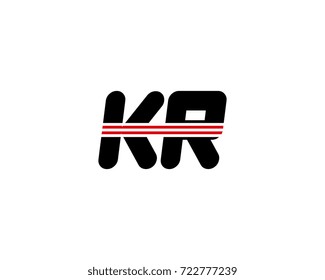 The logo of the initial letter KR, black red line