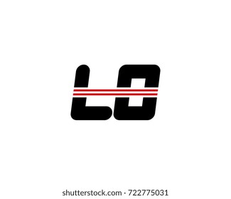 The logo of the initial letter LO, black red line
