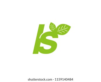 logo initial letter ls with leaf