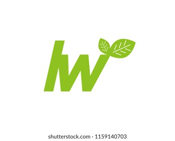 logo initial letter lw with leaf