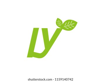 logo initial letter ly with leaf