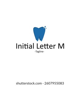 Logo initial letter M forming molar teeth. Medical, dental, dental care, clean. Vector