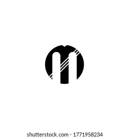 Logo Initial Letter M with stripes line Minimalist Curve Monogram Typography in black and white color.