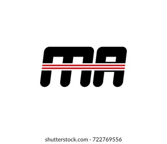 The logo of the initial letter MA, black red line
