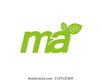 logo initial letter ma with leaf