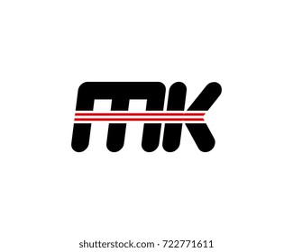 The logo of the initial letter MK, black red line