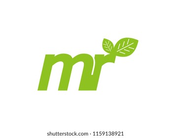 logo initial letter mr with leaf