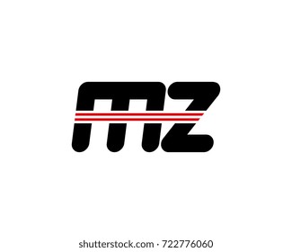 The logo of the initial letter MZ, black red line