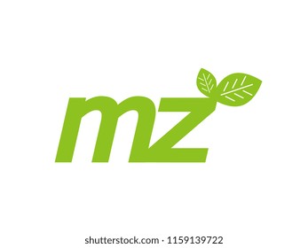 logo initial letter mz with leaf