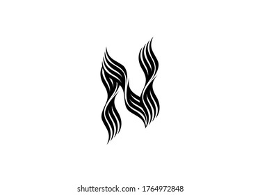 Logo Initial Letter N Abstract Shape Swoosh Style Wing Symbol