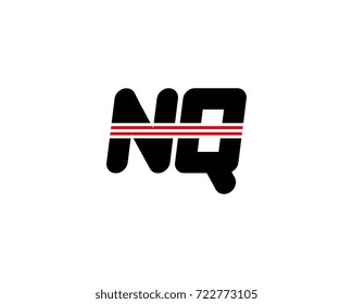 The logo of the initial letter NQ, black red line