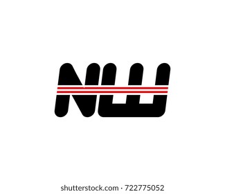 The logo of the initial letter NW, black red line