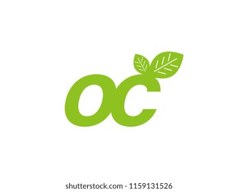 logo initial letter oc with leaf