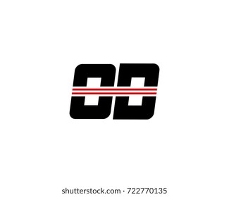 The logo of the initial letter OD, black red line