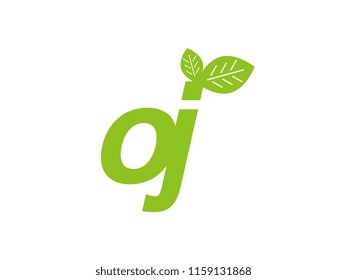 logo initial letter oj with leaf
