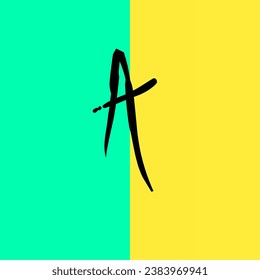 logotipo con la letra inicial A sobre un fondo amarillo y turquesa