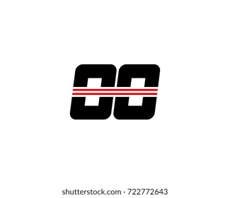 The logo of the initial letter OO, black red line