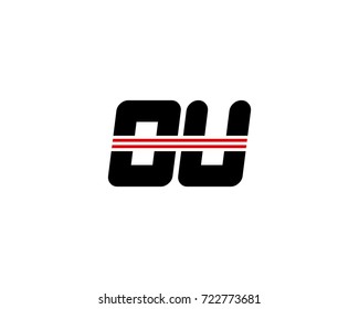 The logo of the initial letter OU, black red line