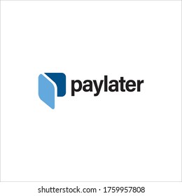 Logo initial letter p modern digital pay later technology wallet money
