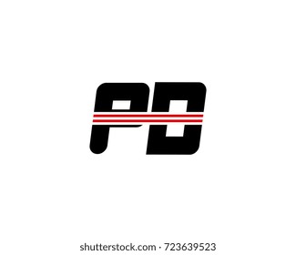 The logo of the initial letter PD, black red line