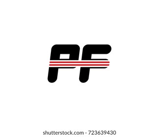 The logo of the initial letter PF, black red line