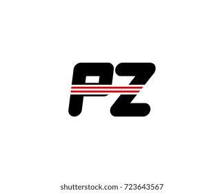 The logo of the initial letter PZ, black red line