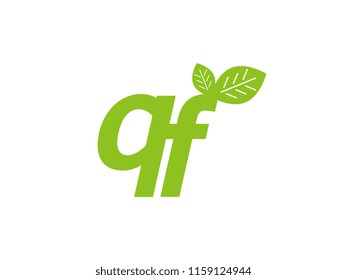 logo initial letter qf with leaf