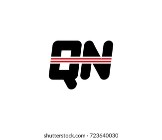 The logo of the initial letter QN, black red line