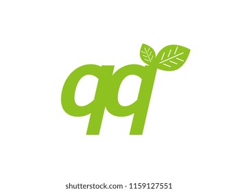 logo initial letter qq with leaf