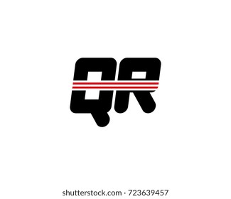The logo of the initial letter QR, black red line